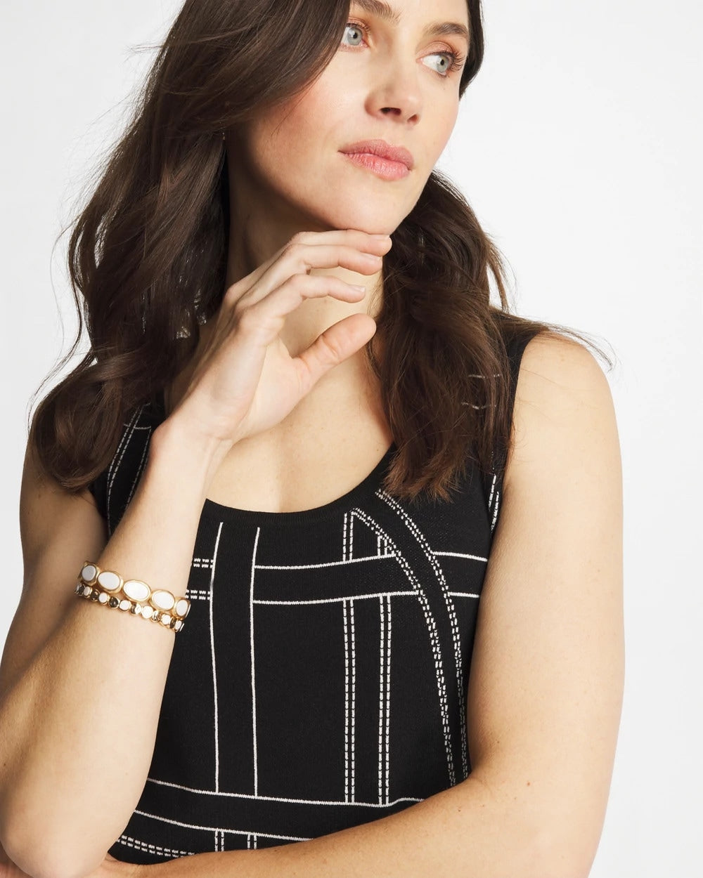 Chico's Special Offer - Ella Graphic Scoopneck Tank Black