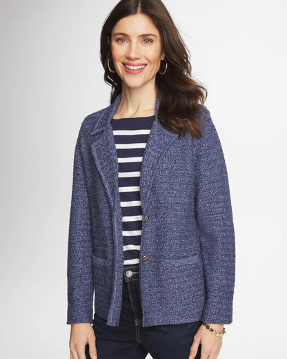 Chico's Customer Favorite - Denim Inspired Textured Cardigan Medium Denim