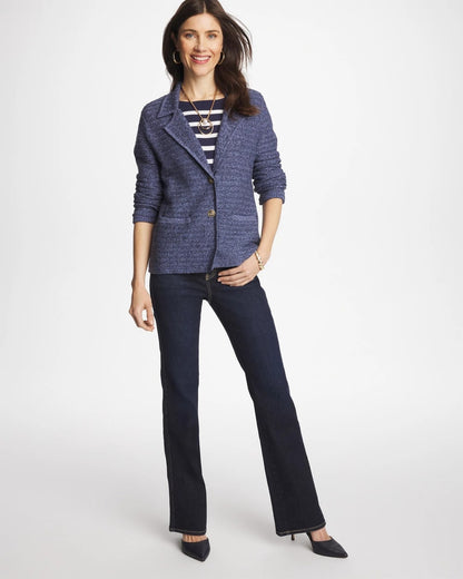 Chico's Customer Favorite - Denim Inspired Textured Cardigan Medium Denim