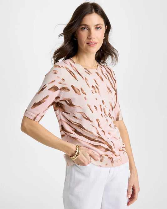 Chico's Deals - Ella Crewneck Metallic Pullover Sweater Sweet Blossom