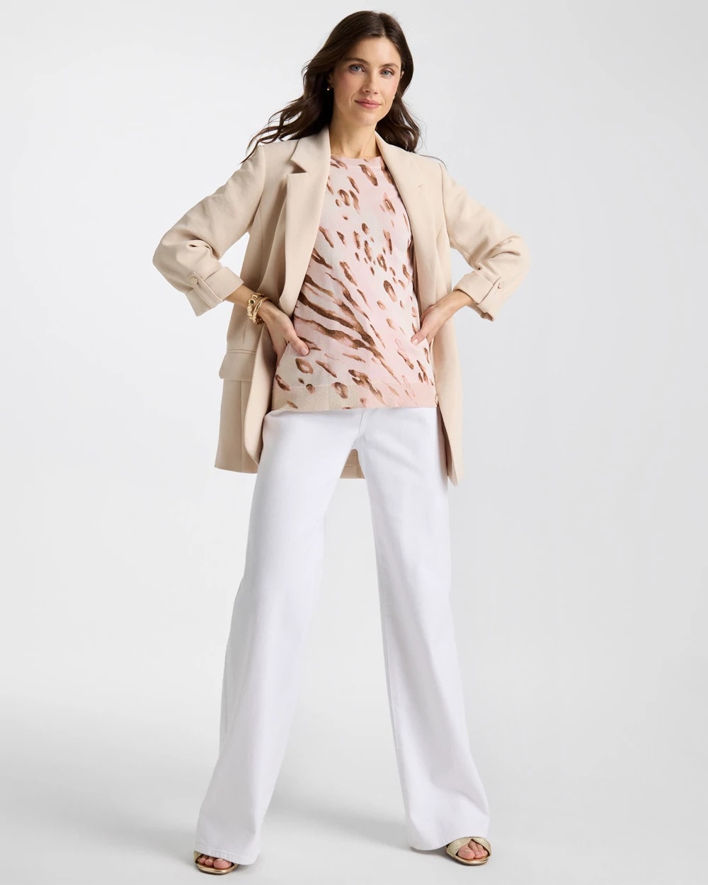 Chico's Deals - Ella Crewneck Metallic Pullover Sweater Sweet Blossom