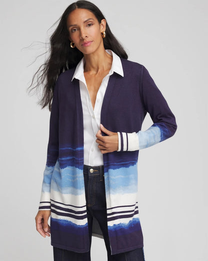 Chico's Smart Buy - Stripe Ombre Duster Cardigan Passport Blue