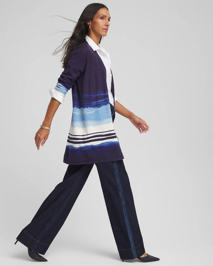 Chico's Smart Buy - Stripe Ombre Duster Cardigan Passport Blue