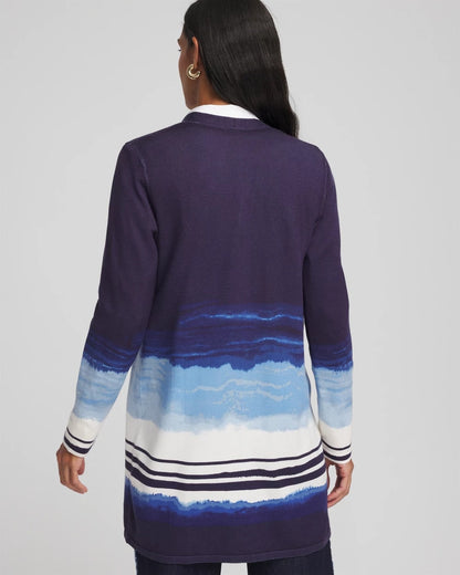 Chico's Smart Buy - Stripe Ombre Duster Cardigan Passport Blue