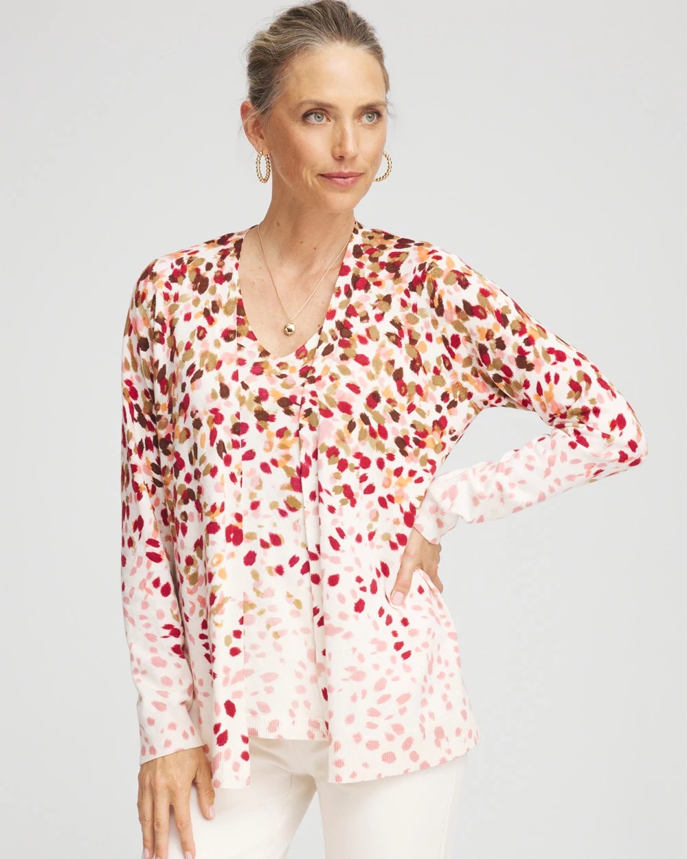 Chico's Everyday - Ombré Printed V-Neck Cardigan Multi