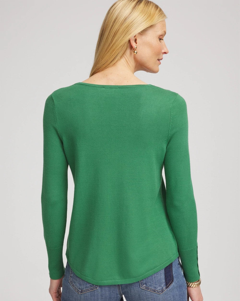 Chico's Essential - Ella V-Neck Pullover Sweater Jardin Green