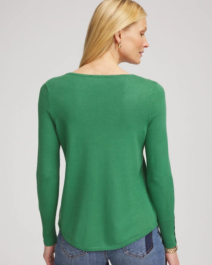 Chico's Essential - Ella V-Neck Pullover Sweater Jardin Green