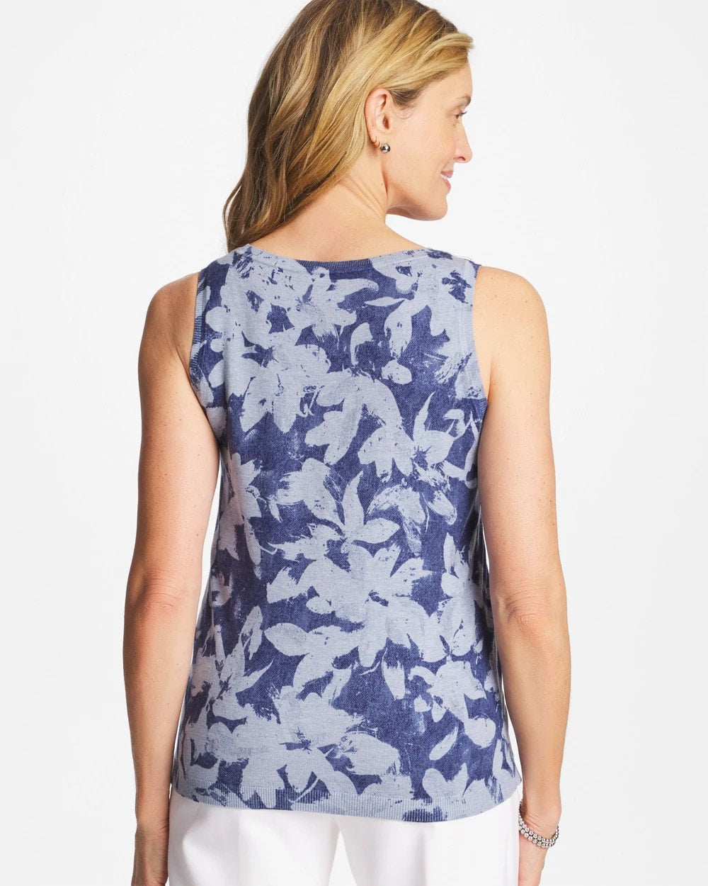 Chico's Everyday - Ella Floral Scoopneck Tank Blue