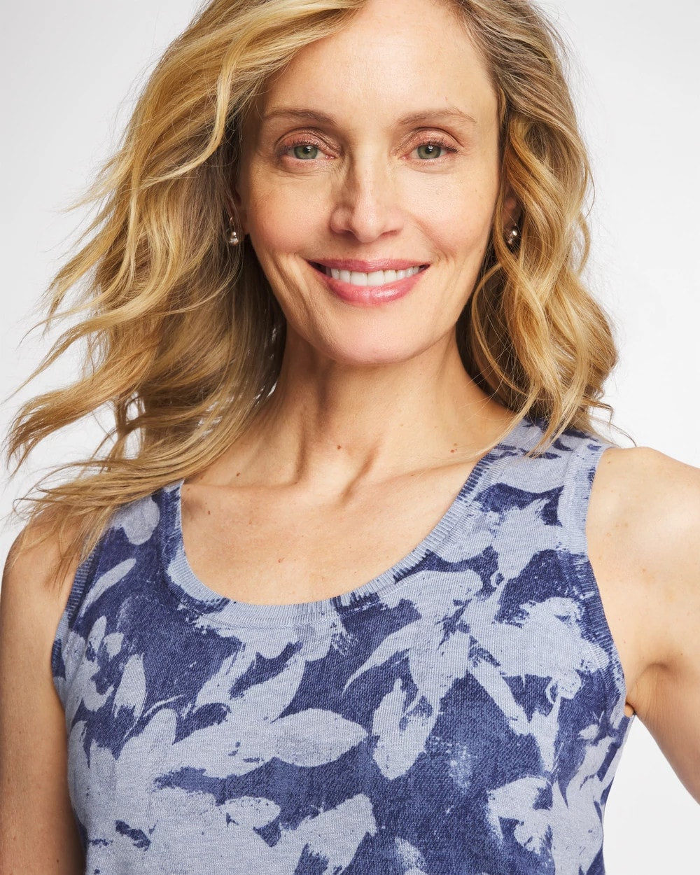 Chico's Everyday - Ella Floral Scoopneck Tank Blue