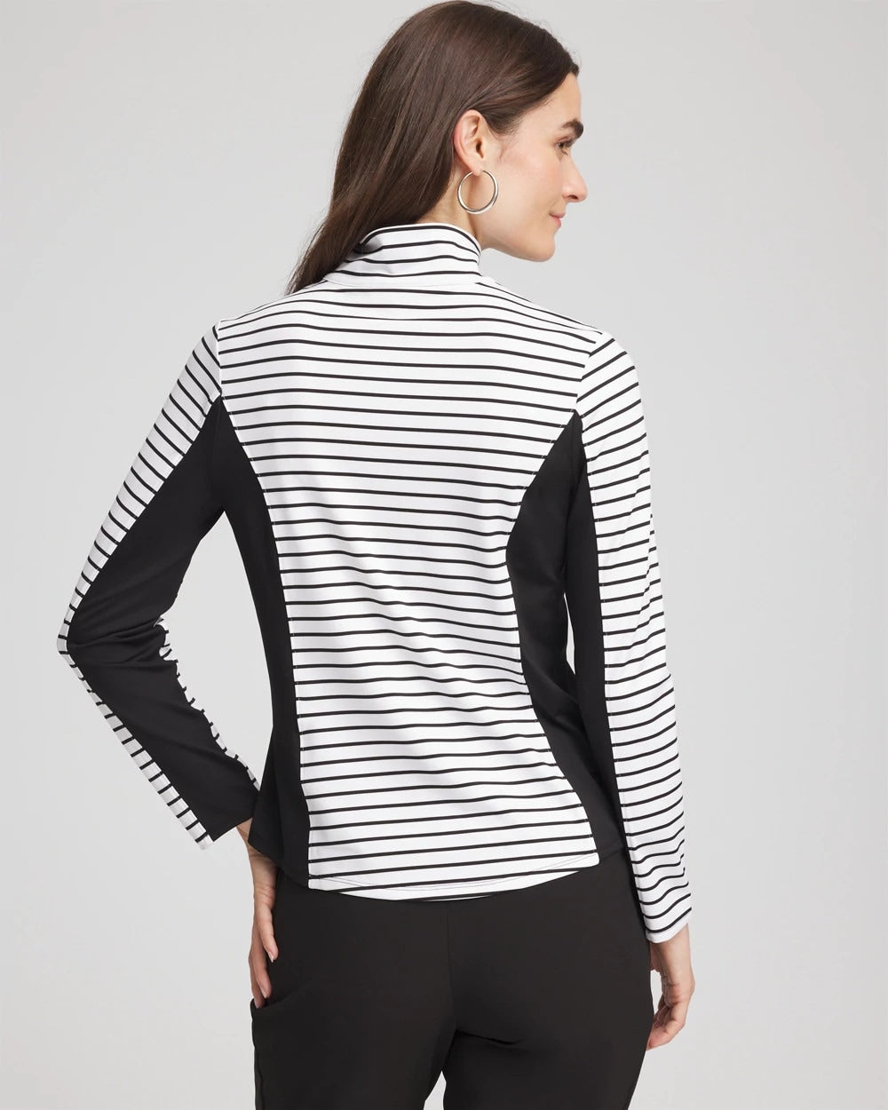 Chico's Classic - Zenergy® UPF Striped Block Half Zip Black