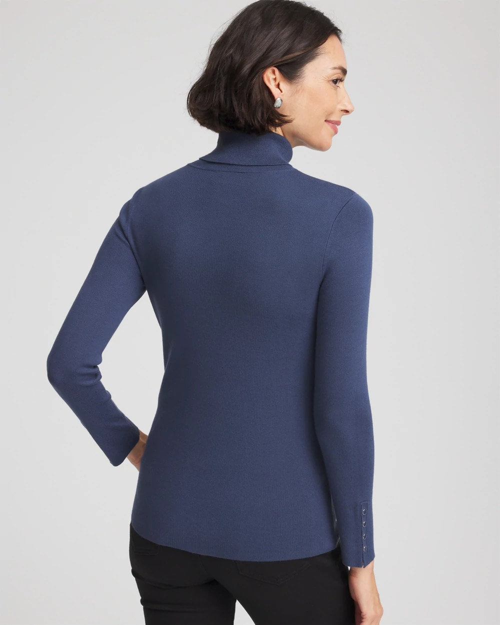 Chico's Trending - Ella Button Cuff Turtleneck Sweater Indigo Sky