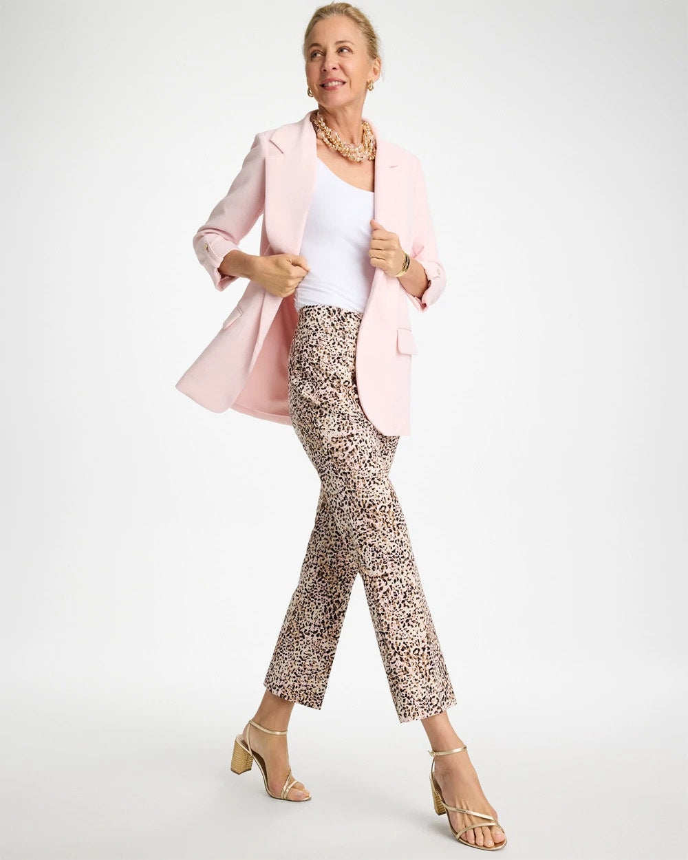 Chico's Essential - Brigitte™ Animal Print Crop Flare Pants Pale Sand