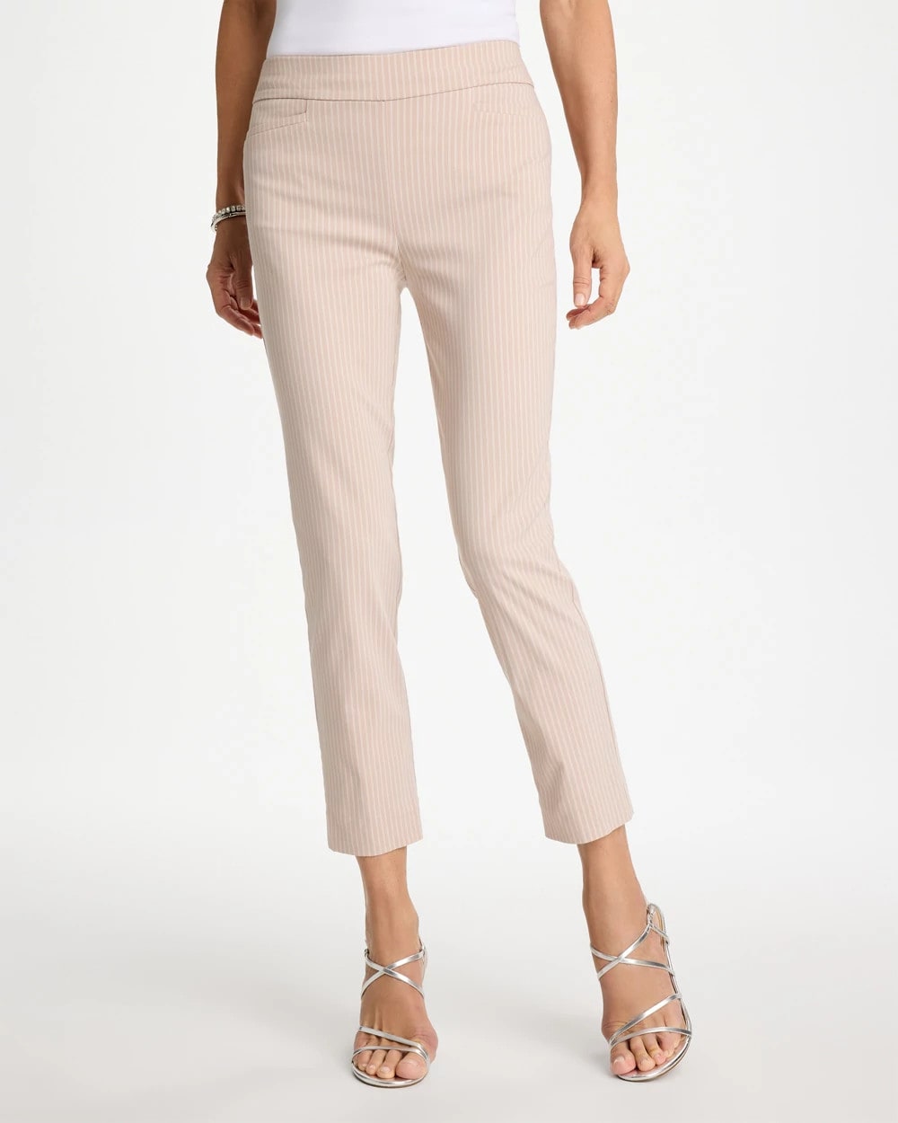 Chico's Top Pick - Brigitte™ Slim Twill Stripe Neutral Crop Neutral