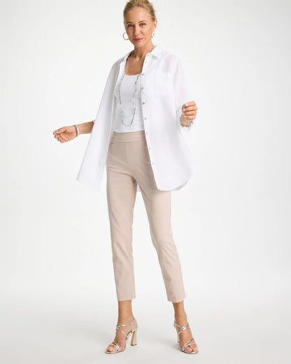 Chico's Top Pick - Brigitte™ Slim Twill Stripe Neutral Crop Neutral