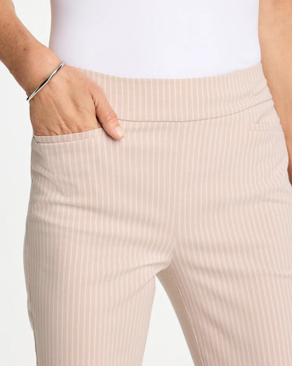 Chico's Top Pick - Brigitte™ Slim Twill Stripe Neutral Crop Neutral