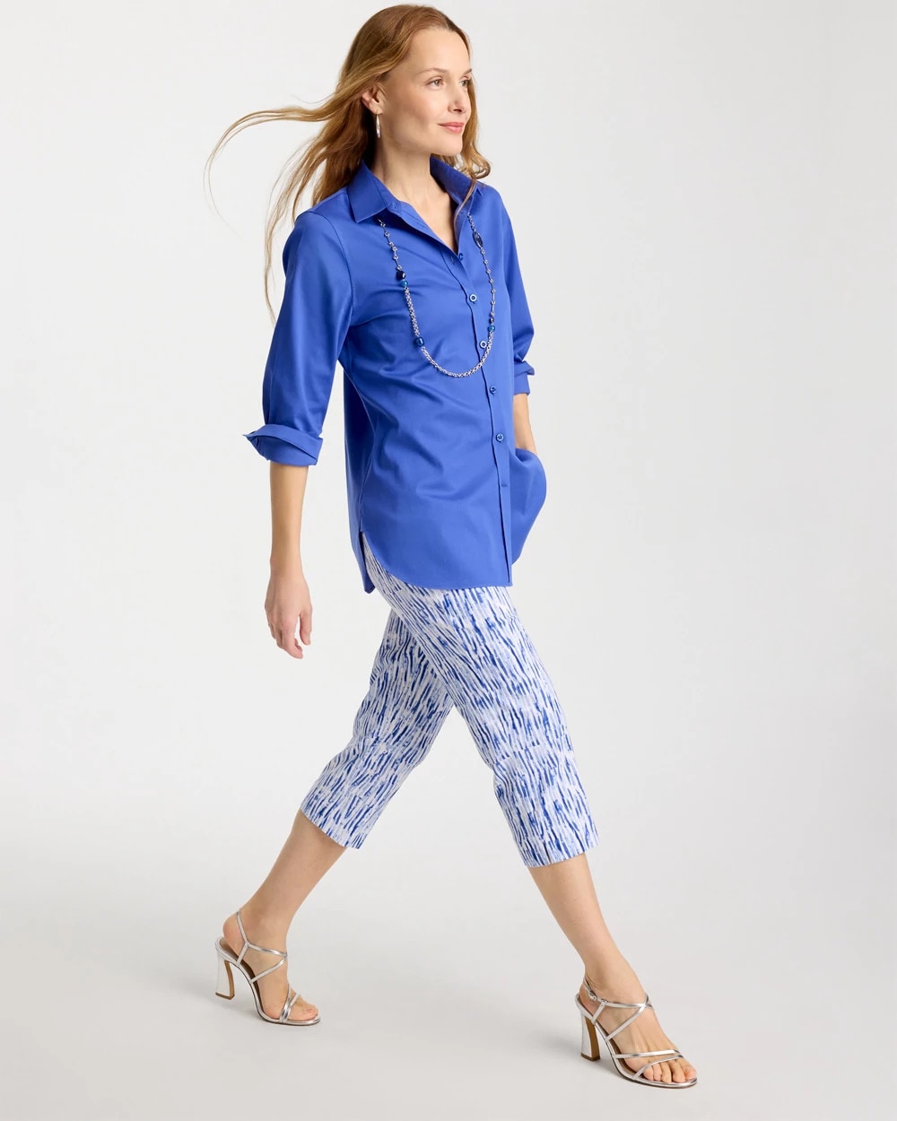 Chico's Best Seller - Brigitte™ Slim Infinite Lines Capri Pants Amparo Blue
