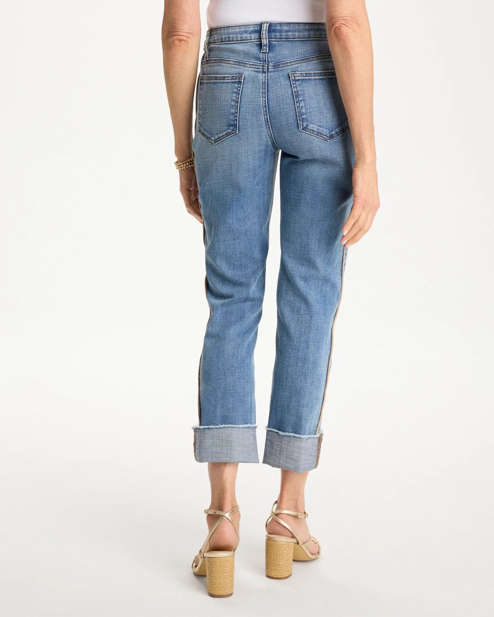 Chico's Essential - Girlfriend Roll Cuff Crop Jeans Allegro Indigo