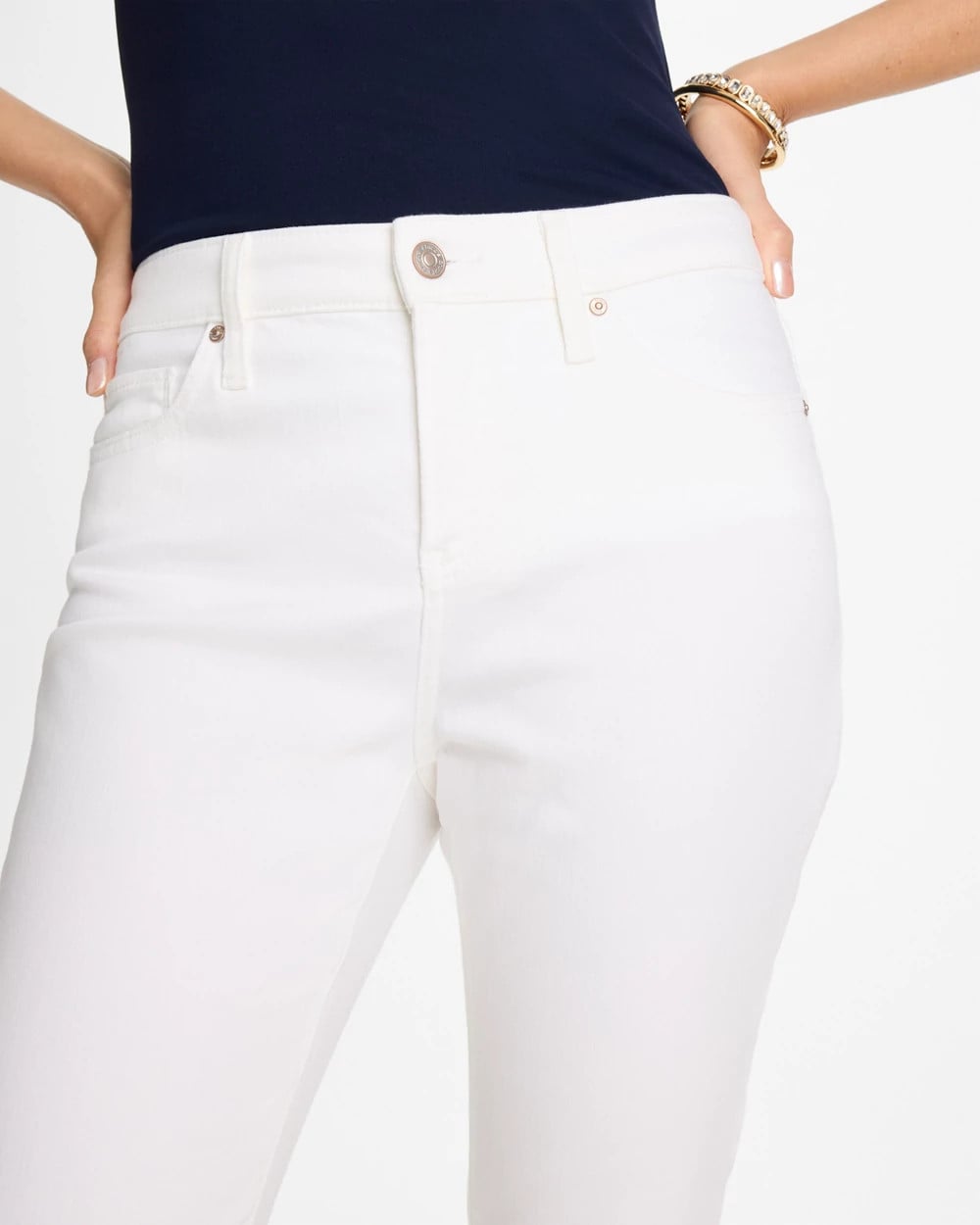 Chico's Best Price - No-Stain Girlfriend Frayed Ankle Jeans Alabaster