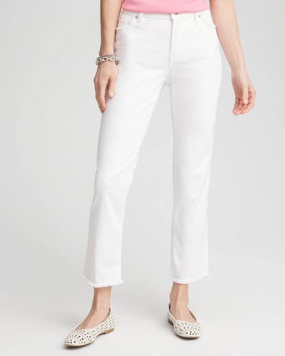Chico's Value - Girlfriend Frayed Cropped No Stain Jeans Alabaster