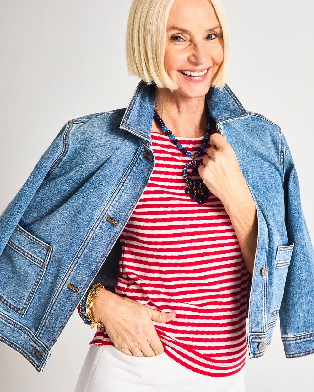 Chico's Smart Buy - Denim Cropped Trucker Jacket Sakura Indigo