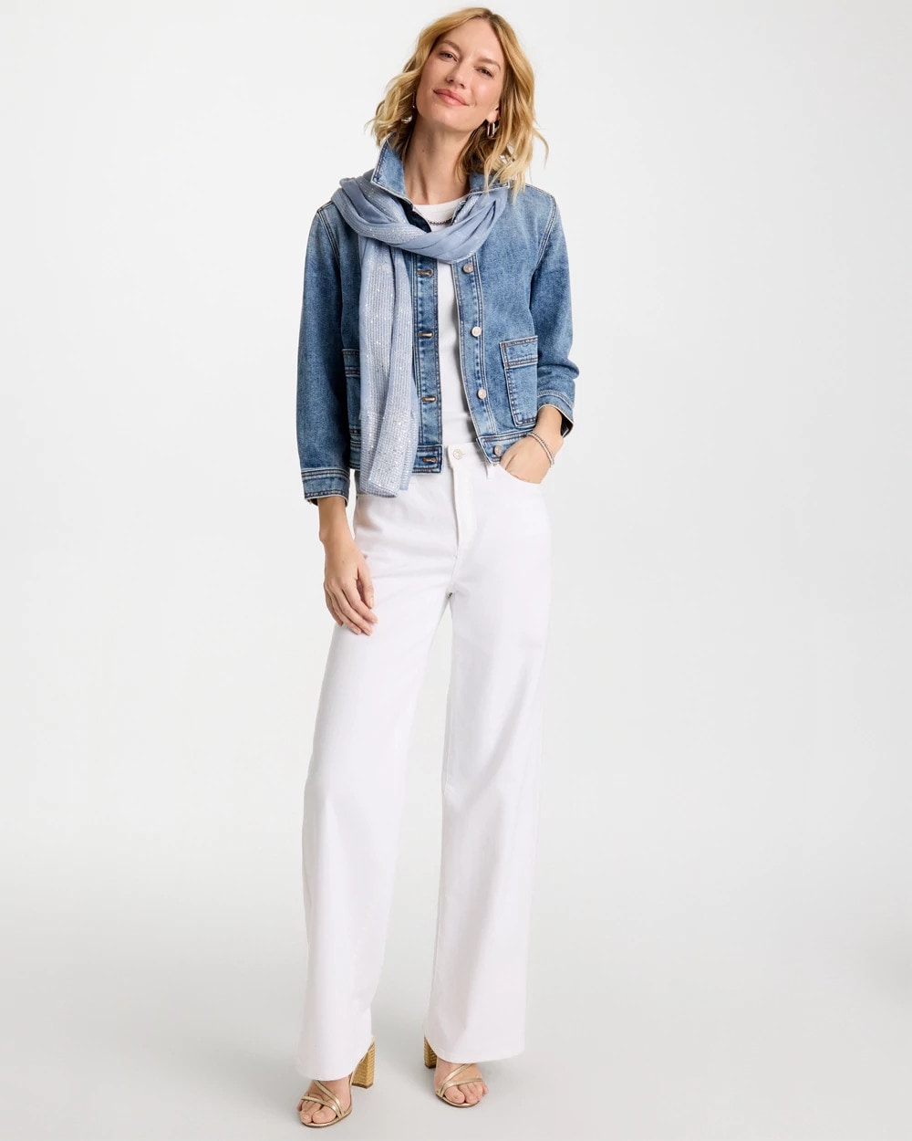 Chico's Smart Buy - Denim Cropped Trucker Jacket Sakura Indigo