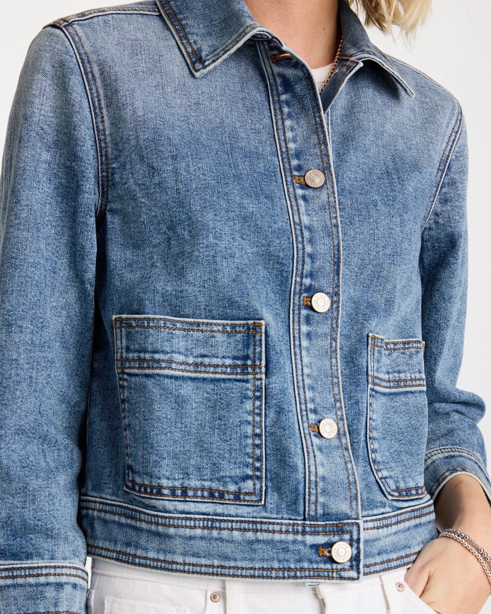 Chico's Smart Buy - Denim Cropped Trucker Jacket Sakura Indigo
