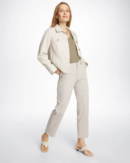 Chico's New - Stripe Girlfriend Straight Ankle Jeans Lichen