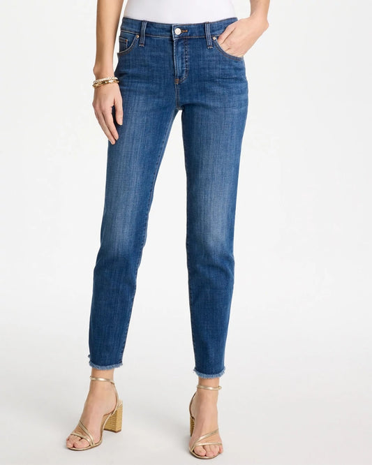 Chico's Sale - Girlfriend Slim Frayed Ankle Jeans Kailua Indigo