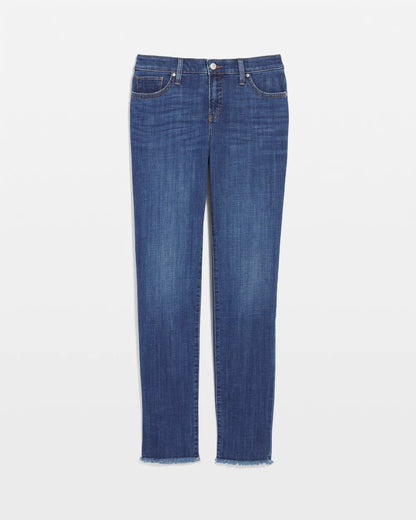 Chico's Sale - Girlfriend Slim Frayed Ankle Jeans Kailua Indigo