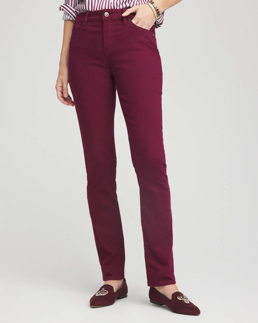Chico's Customer Favorite - Girlfriend Slim Full-Length Jeans Deep Chianti