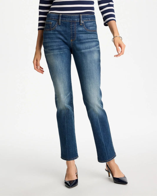 Chico's Best Seller - Pull-On Straight Jeans Santorini Indigo