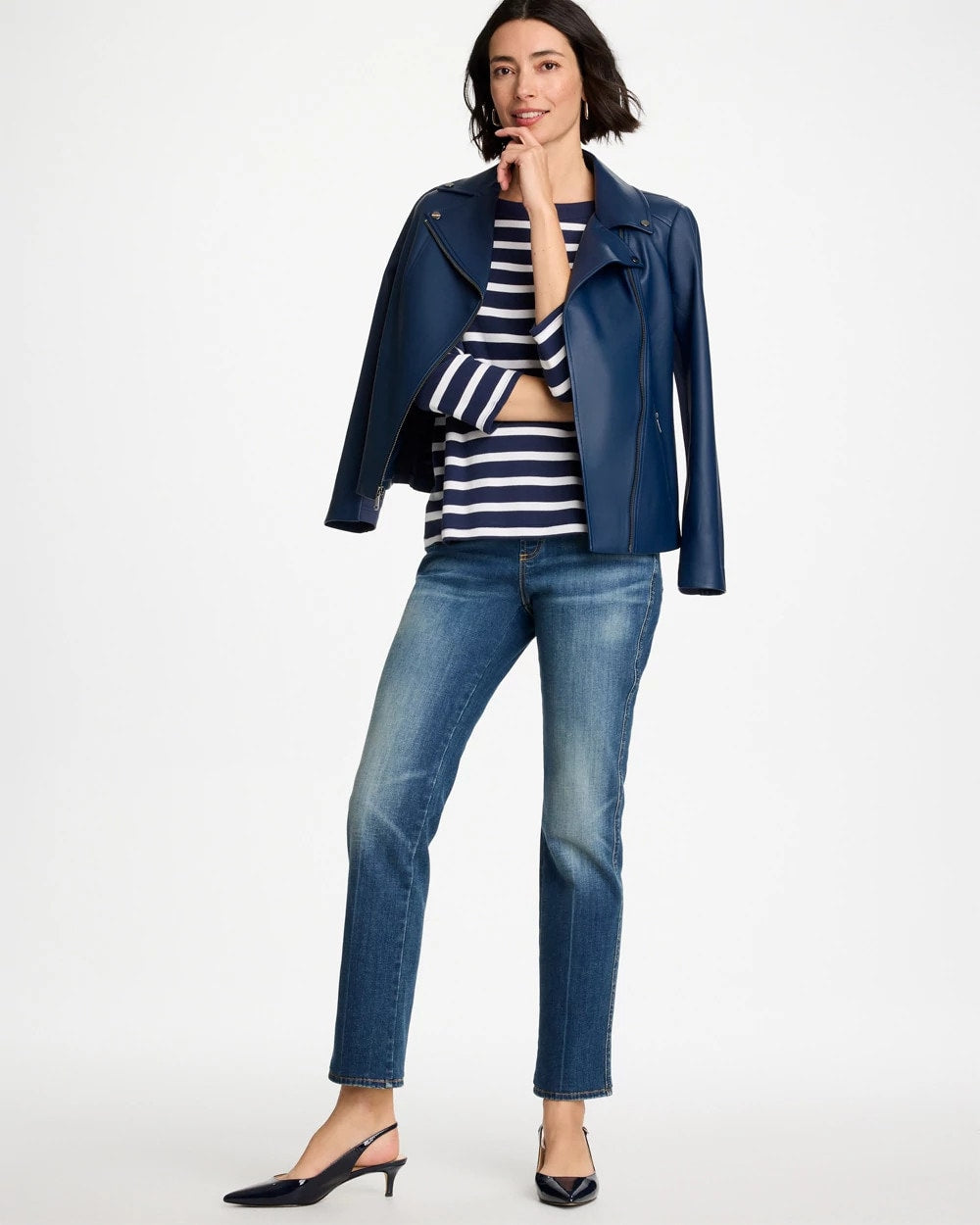 Chico's Best Seller - Pull-On Straight Jeans Santorini Indigo