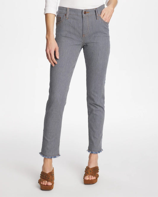 Chico's Quality - Pinnacle Stripe Girlfriend Ankle Jeans Denim