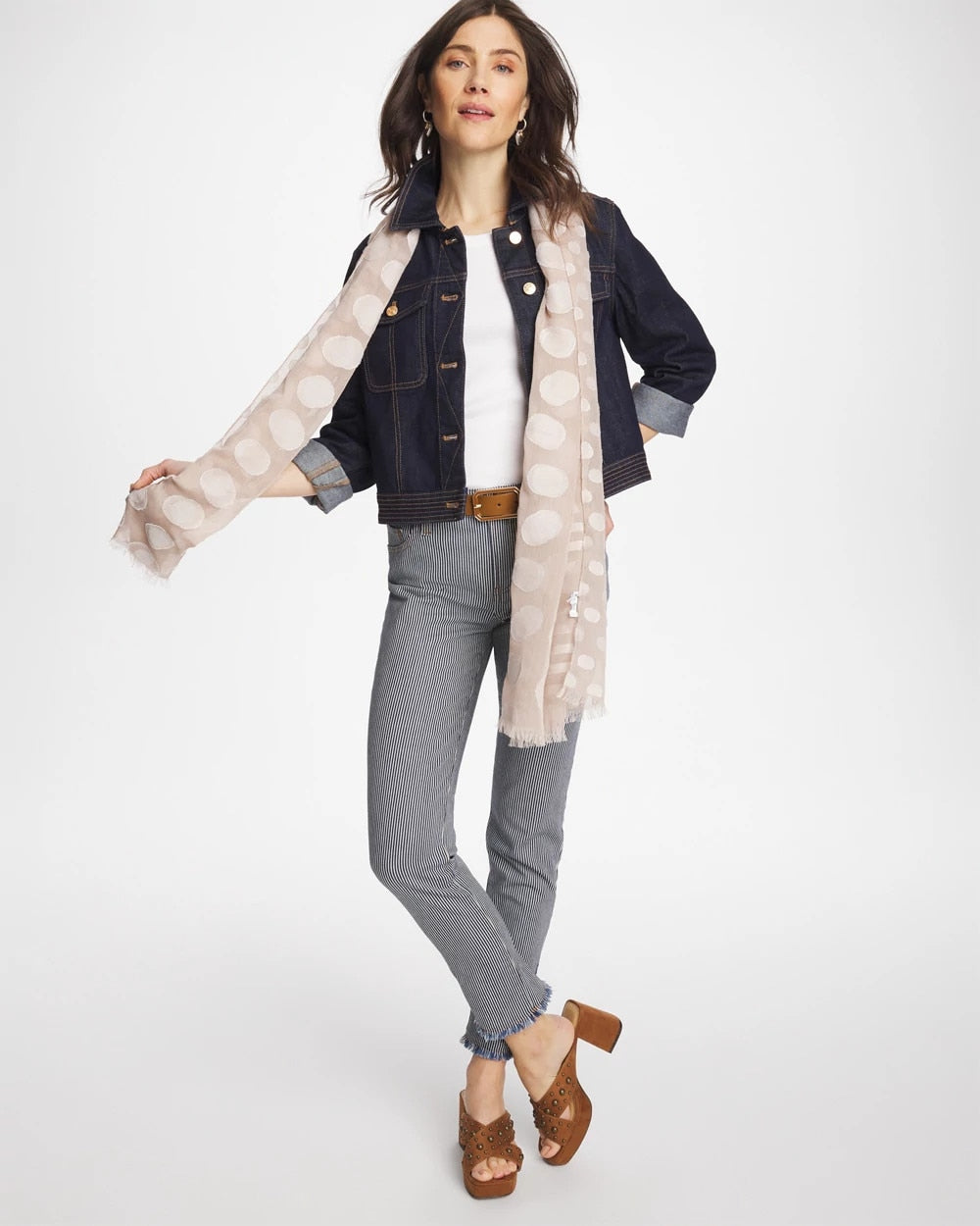 Chico's Quality - Pinnacle Stripe Girlfriend Ankle Jeans Denim