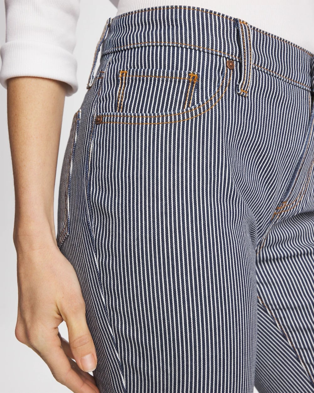 Chico's Quality - Pinnacle Stripe Girlfriend Ankle Jeans Denim