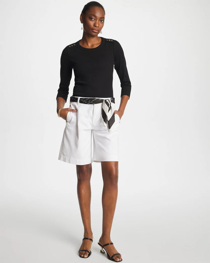 Chico's Trusted - Denim Trouser Shorts Alabaster