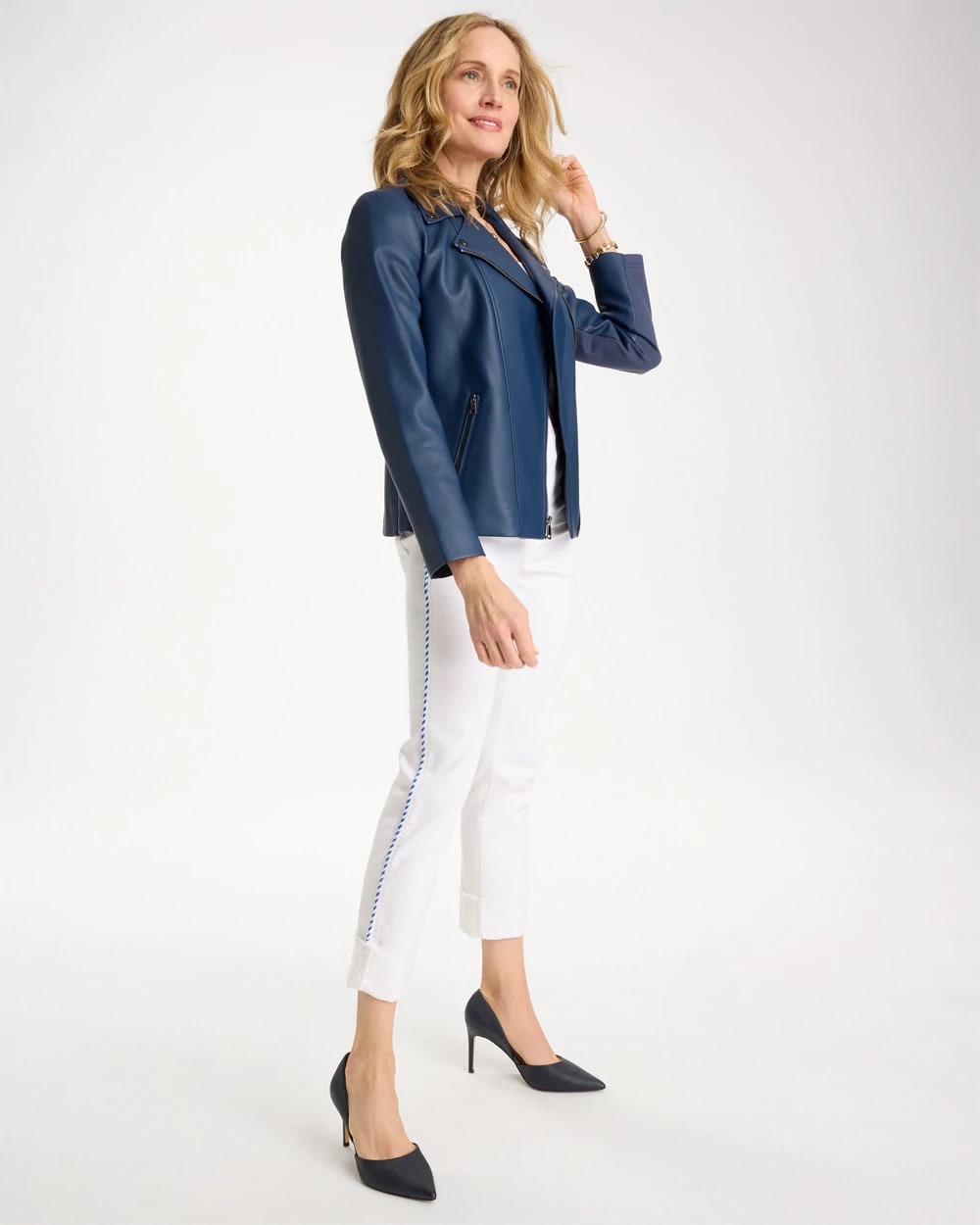 Chico's Premium - Girlfriend Roll Cuff Crop Jeans Alabaster