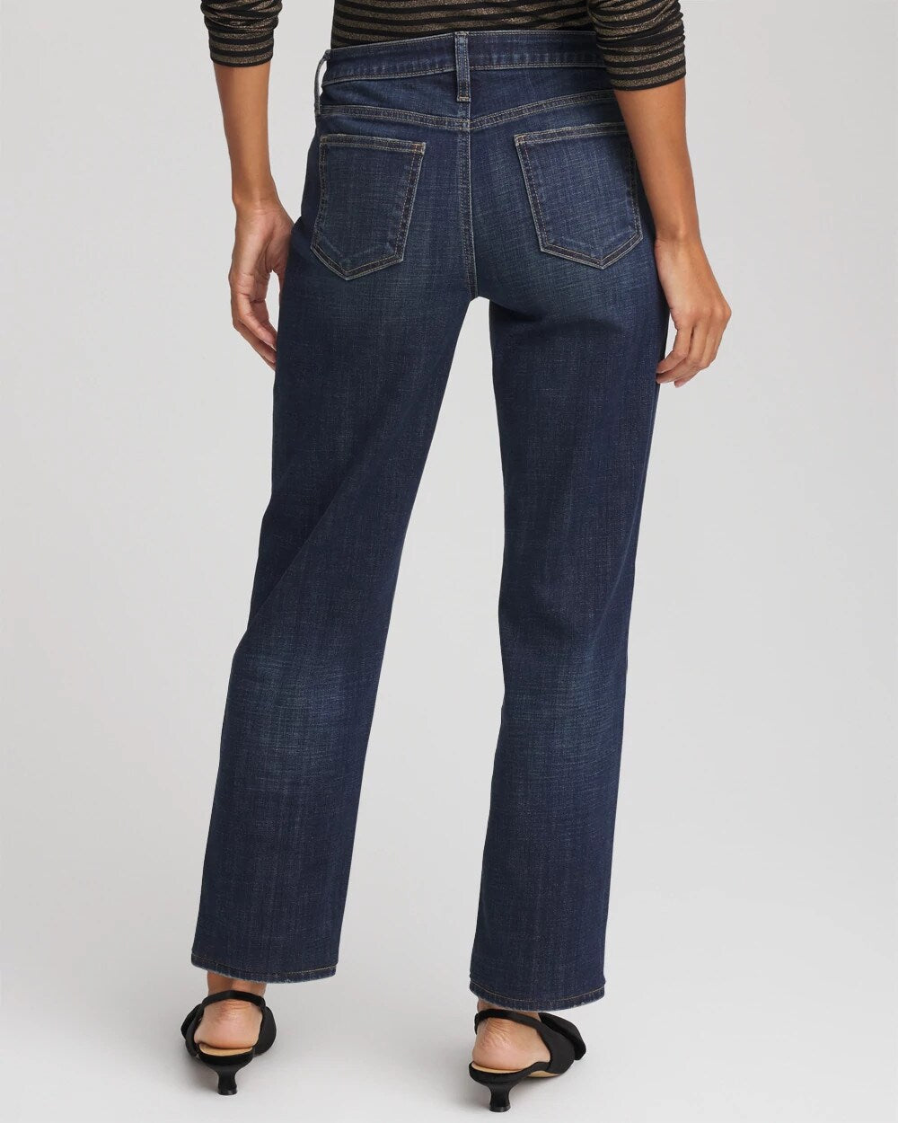 Chico's Exclusive - Girlfriend Straight Ankle Jeans Flower Moon Indigo