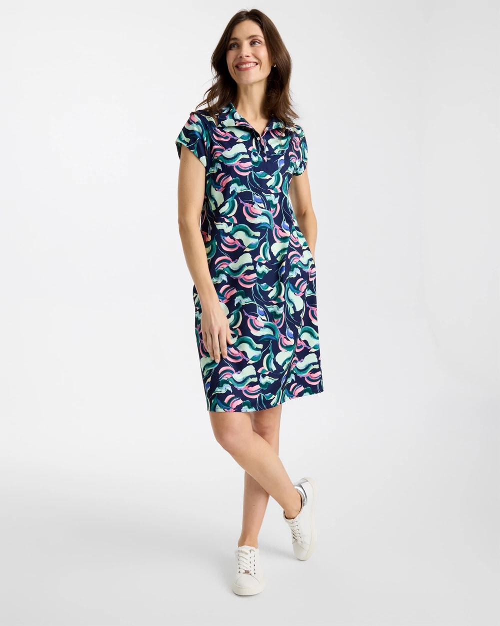 Chico's Deals - Zenergy® UPF Blooms Polo Dress Blossom