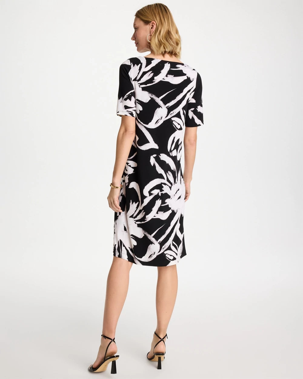 Chico's Premium - Travelers™ Knit New Bloom Day Dress Black/White
