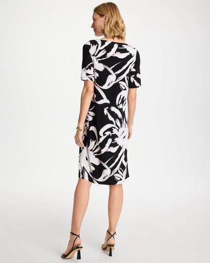 Chico's Premium - Travelers™ Knit New Bloom Day Dress Black/White