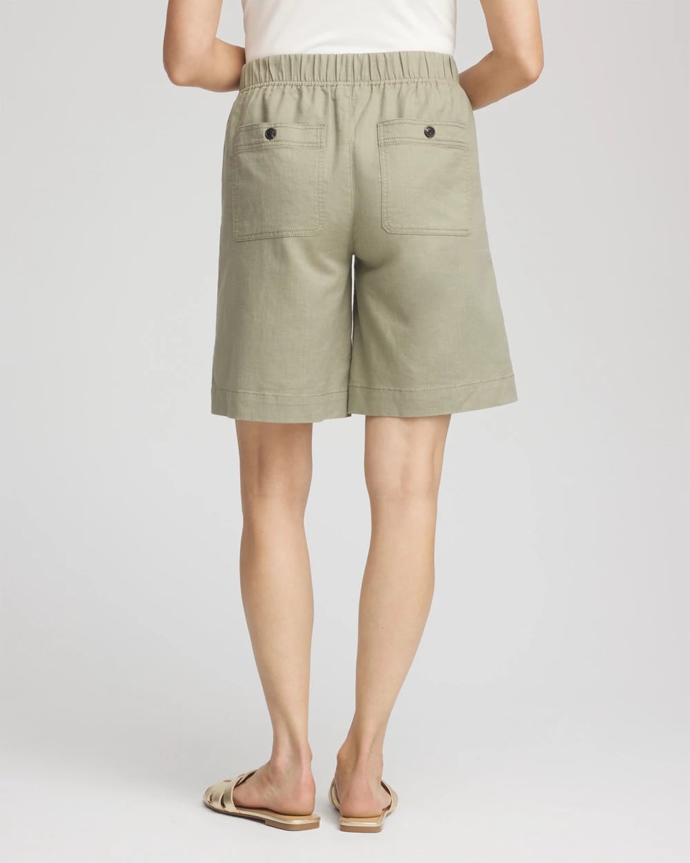Chico's Popular - Cotton-Linen Pull-On Utility Shorts Washed Sage