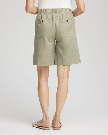 Chico's Popular - Cotton-Linen Pull-On Utility Shorts Washed Sage