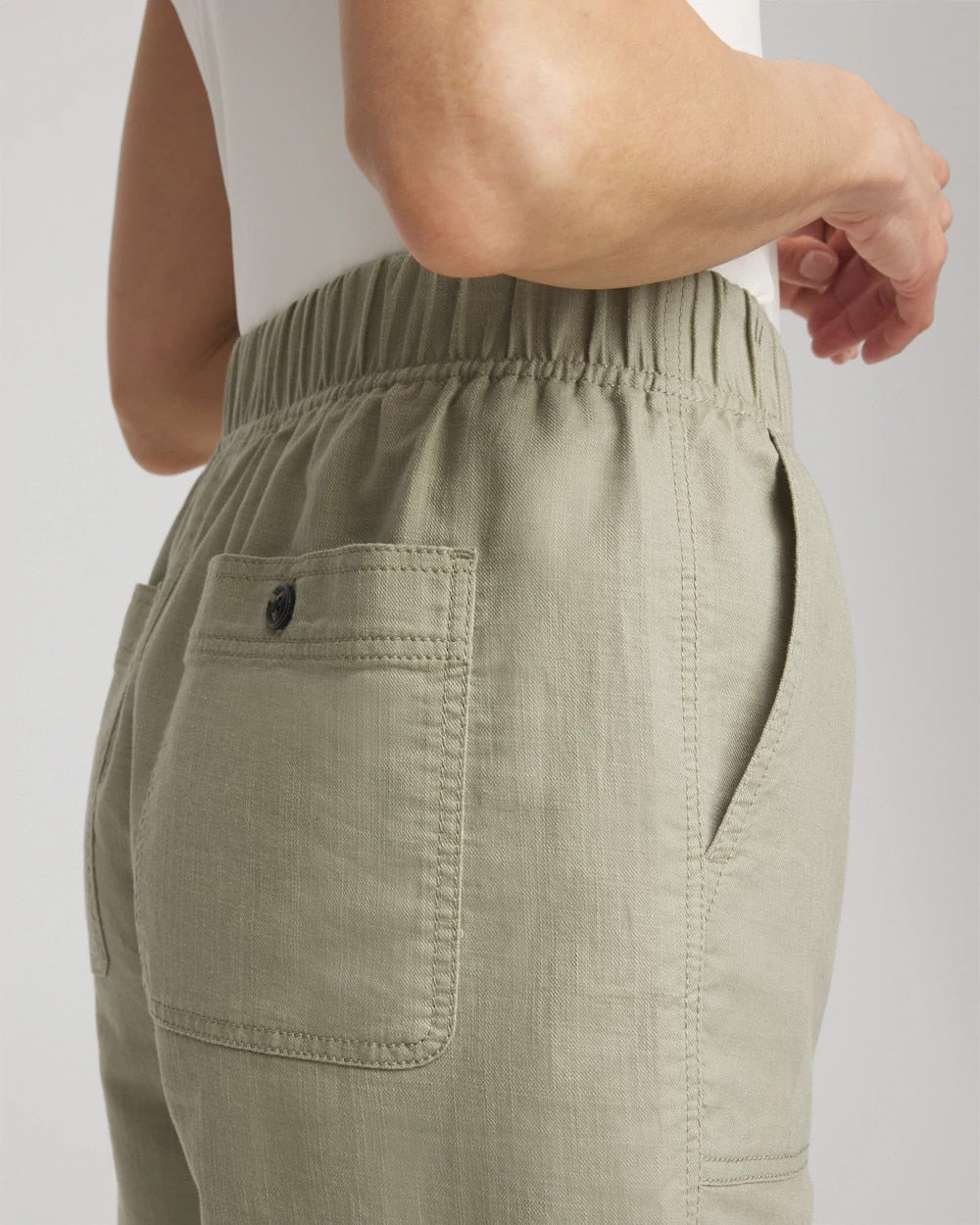 Chico's Popular - Cotton-Linen Pull-On Utility Shorts Washed Sage