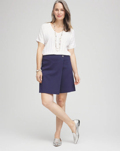 Chico's Best Seller - Brigitte™ Pull-On Asymmetrical Wrap Skort Passport Blue