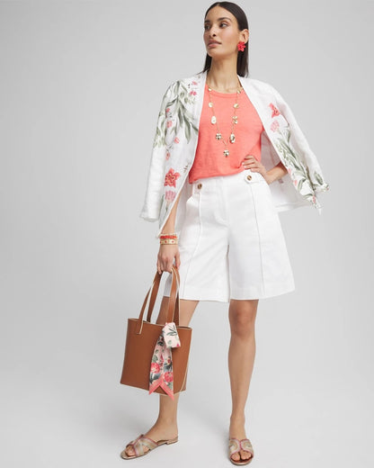 Chico's Exclusive - Sateen Tab-Front A-line Shorts Alabaster