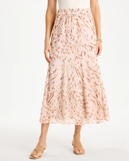 Chico's Value - Cheetah Pull-On Godet Skirt Sweet Blossom