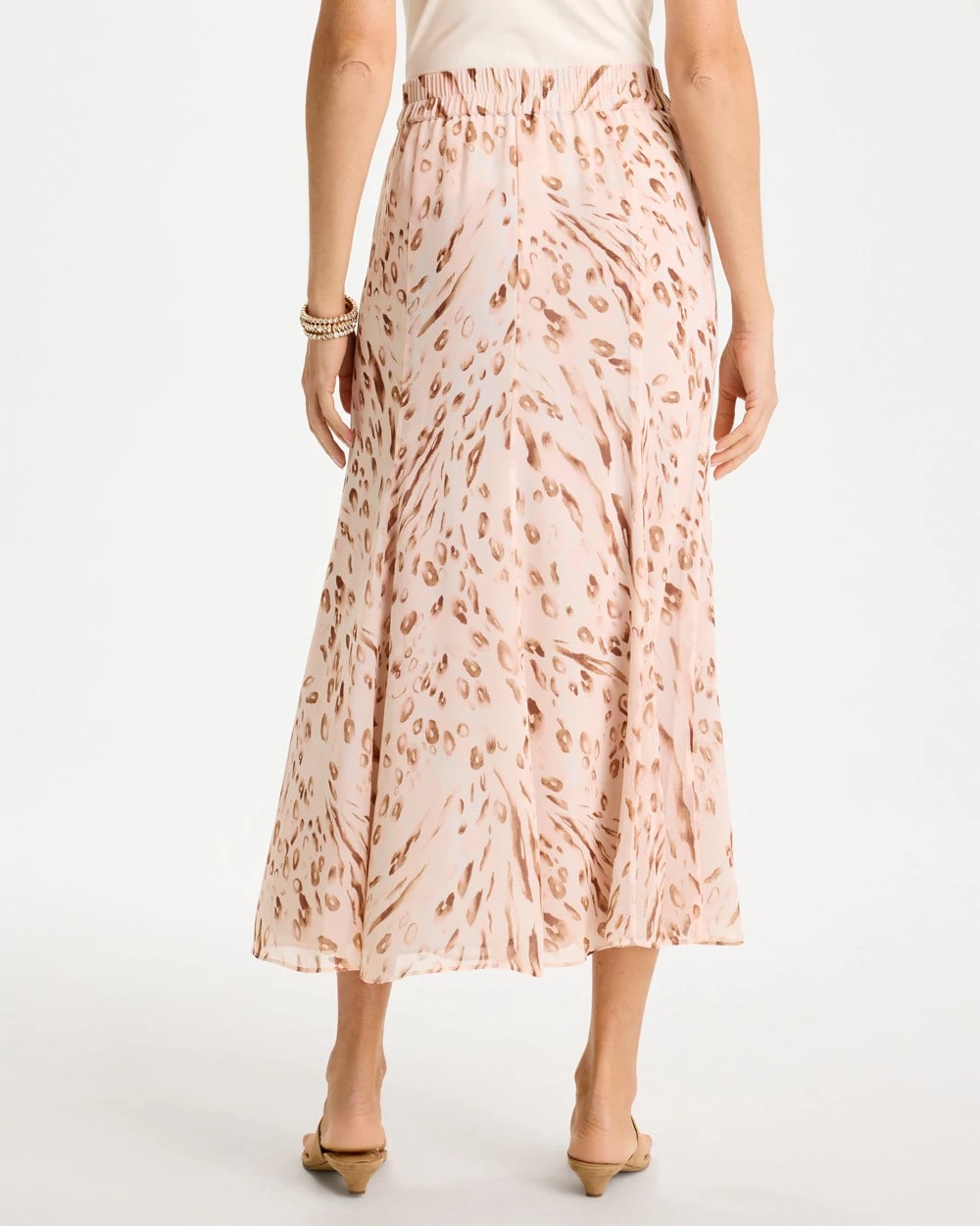 Chico's Value - Cheetah Pull-On Godet Skirt Sweet Blossom