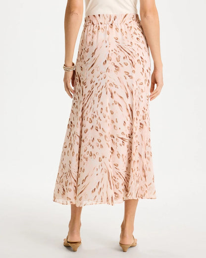 Chico's Value - Cheetah Pull-On Godet Skirt Sweet Blossom