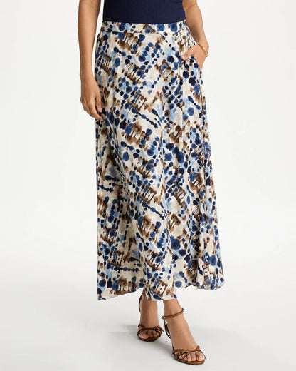 Chico's Recommended - Faux Silk Printed Maxi Skirt Passport Blue